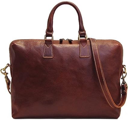 Slim Brown Briefcase Attache Lap-top Case