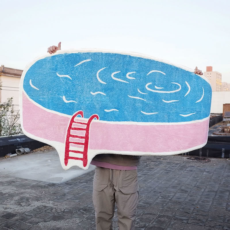 Summer Pink Pool Irregular Shaped Rug