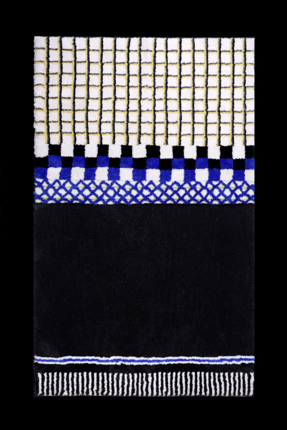 Bauhaus Geometric Blue Black White Colorblock Rug