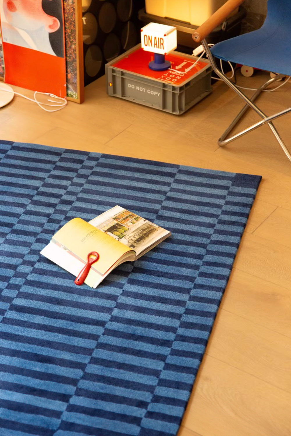 Stargazing Camp Blue Striped Rug