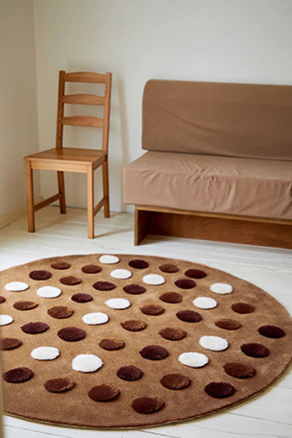 Choco Cookie Polka Dot Round Handmade Rug