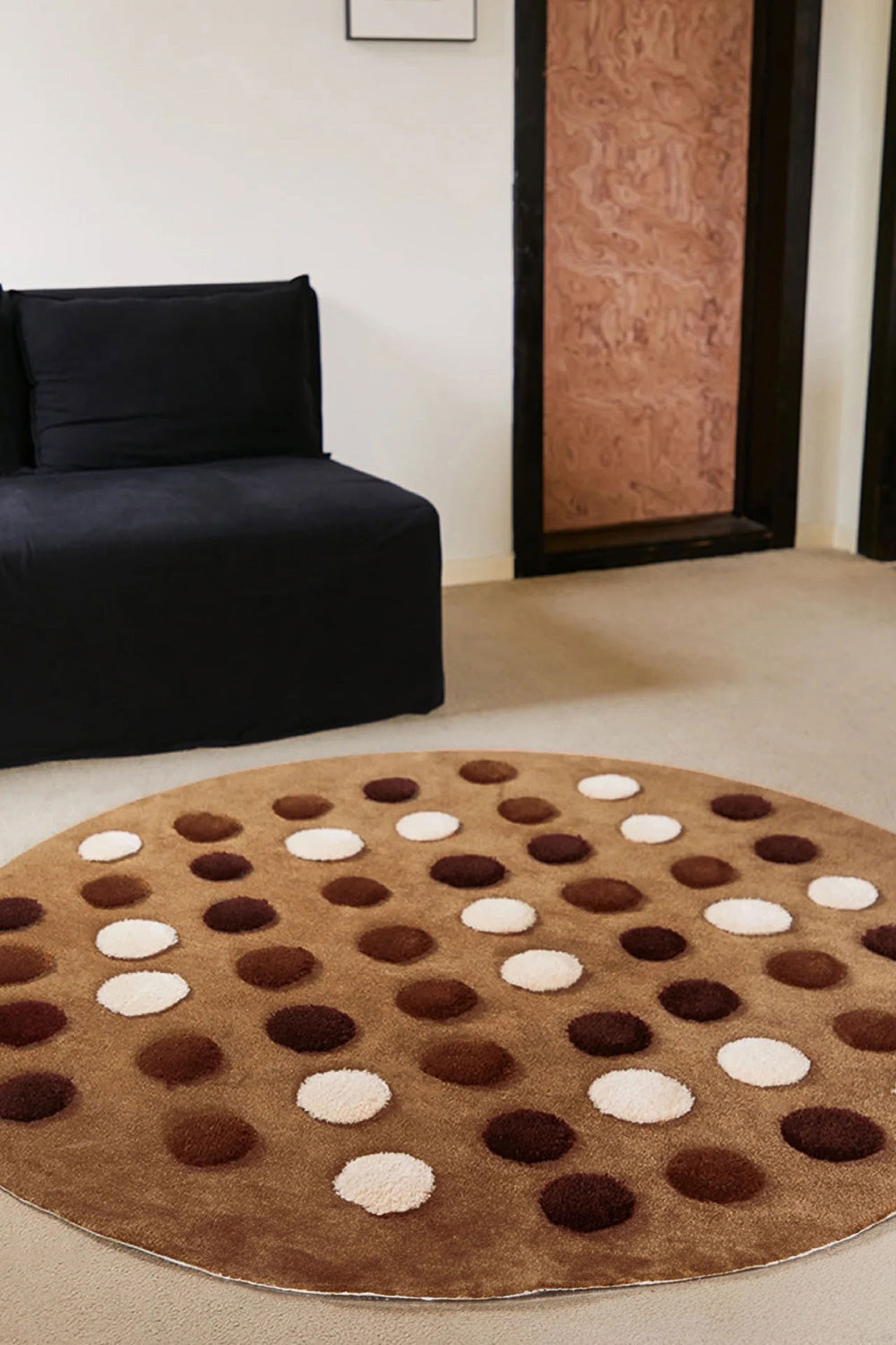 Choco Cookie Polka Dot Round Handmade Rug