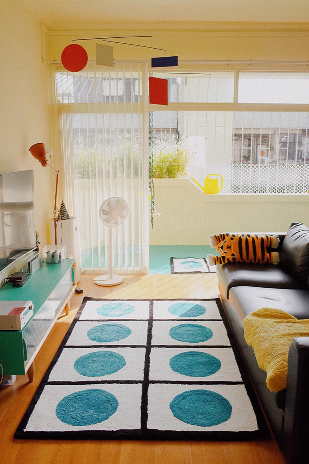 Blue Geometric Polka Dot Rug