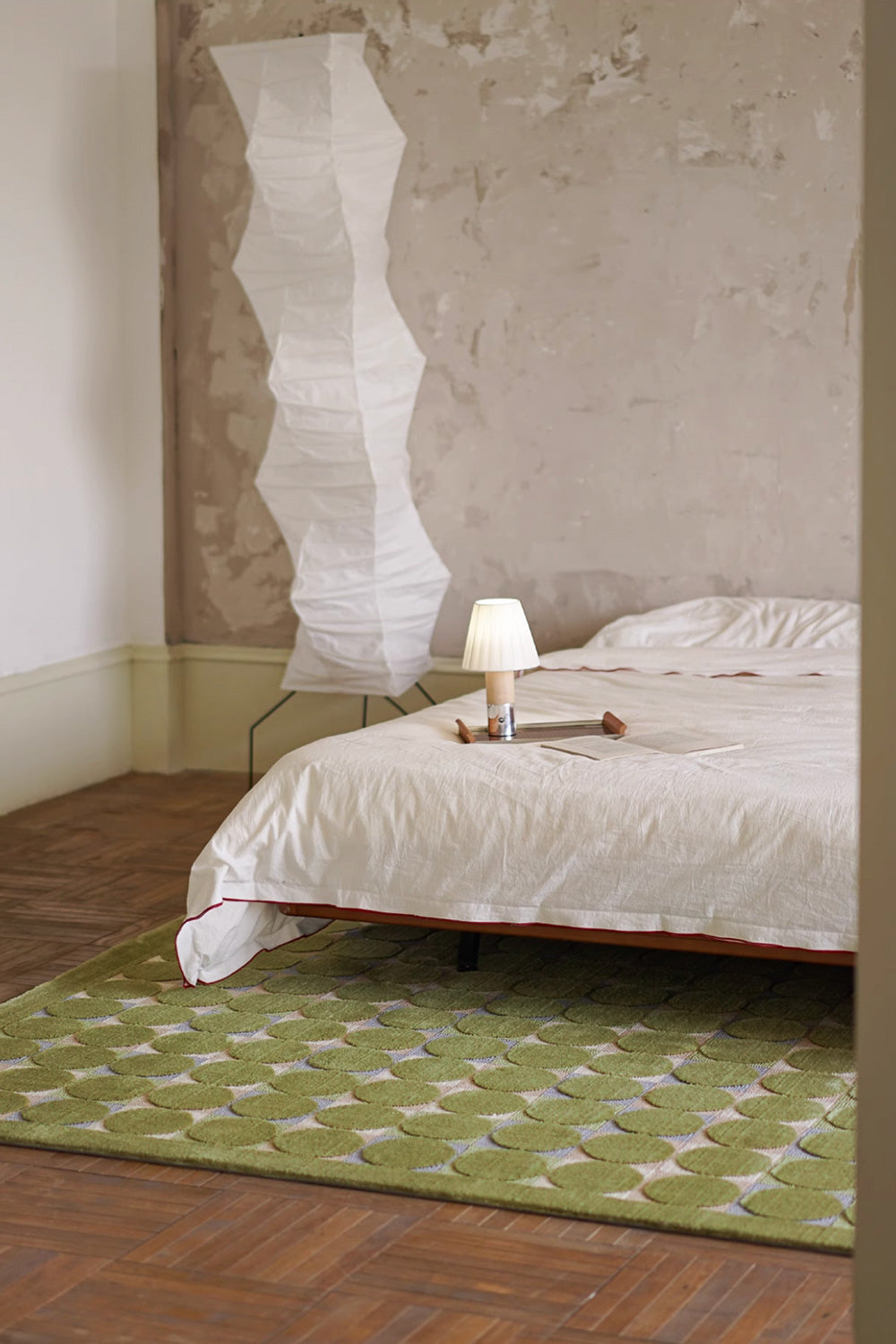 Sequential Olive Green Polka Dot Grid Rug