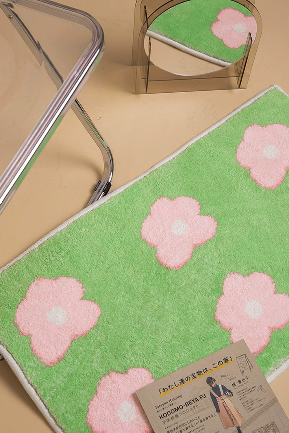 Pink Bloom Green Mat