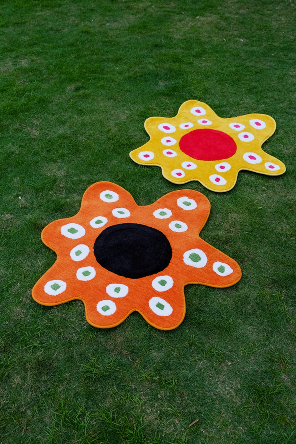 Dotted Bloom Yellow Irregular Rug